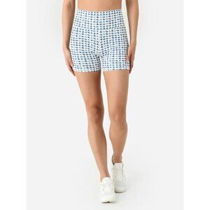 Z SUPPLY ACTIVE Daily Houndstooth Biker Shorts Sz M Blue White Print High Rise M